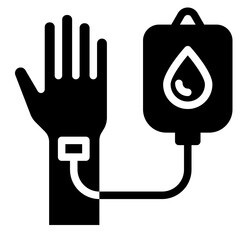 hand with blood transfusion icon