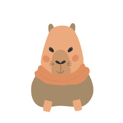 Cute happy capybara. Vector illustration.