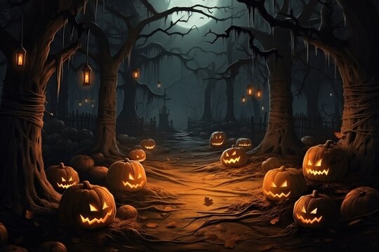 a pumpkins in a forest