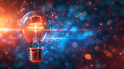 Glowing Light bulb business strategy plan concept. - obrazy, fototapety, plakaty