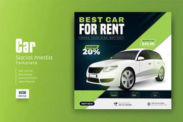 Car rental promotion social media post banner template