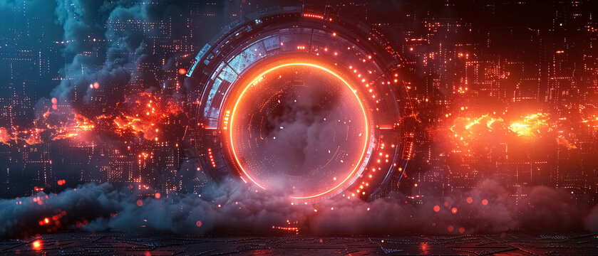 Dimensional door, Abstract background Sci-fi extraterrestrial atmosphere, science technology background game concept, Background cover banner ultrawide 21:9 