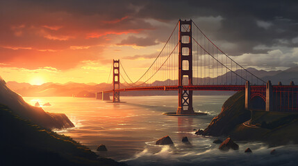 Golden Gate Bridge City. - obrazy, fototapety, plakaty