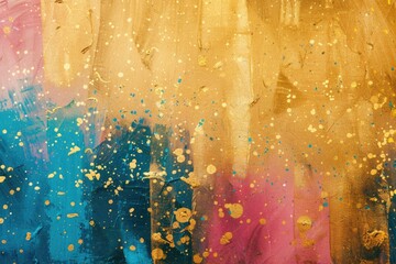 Gold background with colorful powder splash