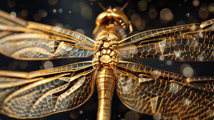 beauty macro photograph gold dragonfly
