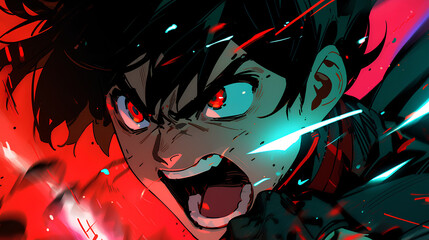 close up Angry cool boy action