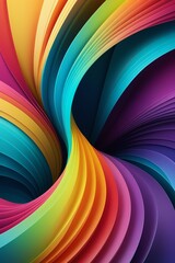 Abstract colorful wavy on a dark background, vibrant colors, vertical composition
