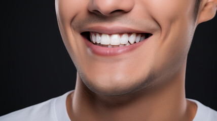 Young man with beautiful smile. Teeth whitening