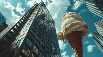Big Ice Cream Cone With One Scoop at Building  1