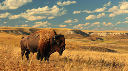 Bison in the southern plains - obrazy, fototapety, plakaty
