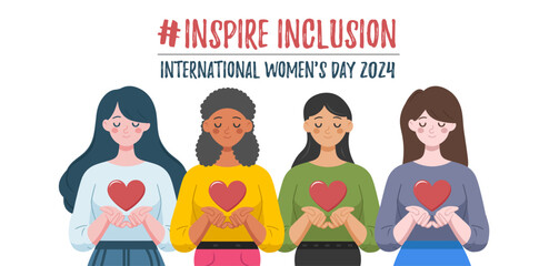 International Women's Day banner. #Inspire Inclusion
 International Women's Day template for advertising, banners, leaflets and flyers.