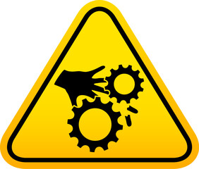 Workplace accident icon, injury at work yellow warning sign - 748024550