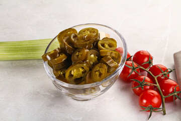 Sliced canned jalapeno pepper