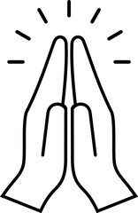 Praying hands line icon, namaste sign - 748024919
