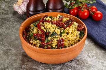 Vegetarian Pasta ptitim with vegetables