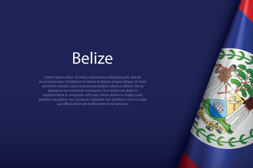Belize national flag isolated on background with copyspace