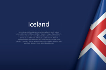 Iceland national flag isolated on background with copyspace - obrazy, fototapety, plakaty