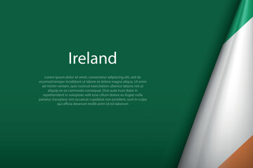 Ireland national flag isolated on background with copyspace