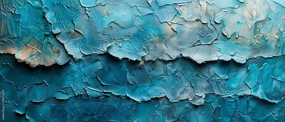 Aufkleber a beautiful abstract grunge background featuring light blue cyan painted stucco. handmade rough wint