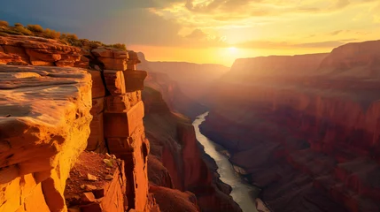 Plexiglas foto achterwand Grand Canyon sunset over the river between. © Insight