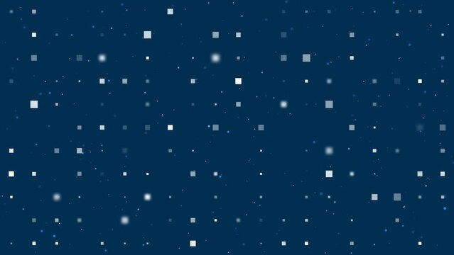 Template animation of evenly spaced rectangles of different sizes and opacity. Animation of transparency and size. Seamless looped 4k animation on dark blue background with stars