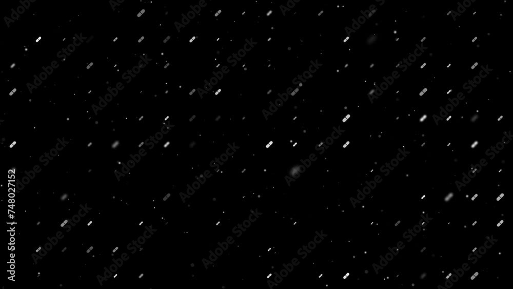 Poster template animation of evenly spaced medical capsule symbols of different sizes and opacity. animatio