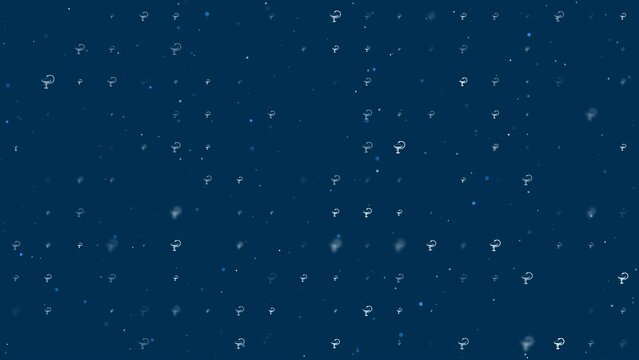 Template animation of evenly spaced medicine symbols of different sizes and opacity. Animation of transparency and size. Seamless looped 4k animation on dark blue background with stars