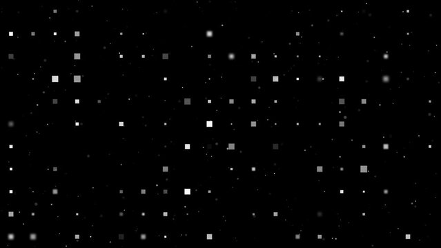 Template animation of evenly spaced rectangles of different sizes and opacity. Animation of transparency and size. Seamless looped 4k animation on black background with stars