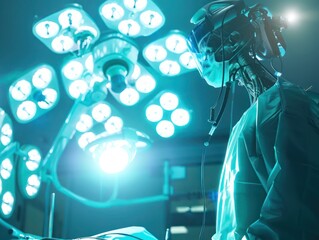 Surgeon Concentrating in Modern Operating Theater