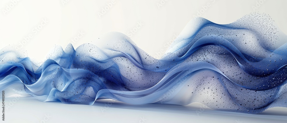 Poster Animated digital wave. Blue circular shape on the background. Futuristic point wave. Big data. 3D rendering.