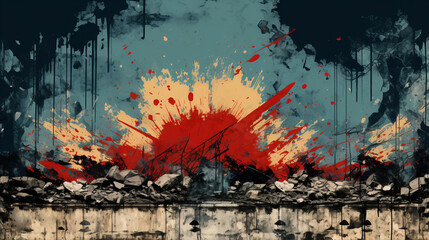 Abstract background with conceptual image of war, destruction and death. Wallpaper illustration with a representative scene background of the war and its consequences.