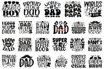 Dad Daddy Papa T-shirt And SVG Design Bundle. Happy Father's Day T-shirt And SVG Design Bundle. Vector EPS Editable File Bundle, can you download this bundle