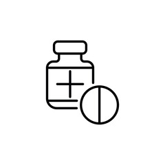 Medicine bottle and pill icon vector