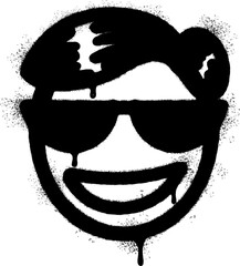 Graffiti emoticon Cool smiling Face with Sunglasses isolated with a white background.