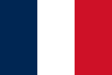 Official National flag of France. Correct proportions and colors. Vector illustration