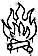Spray Painted Graffiti camp fire icon Sprayed isolated with a white background.