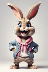 Fototapeta na wymiar a Funny Rabbit Cartoon Character In Detailed Realism Suit