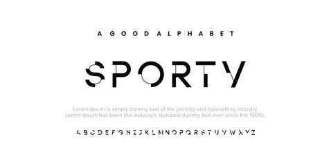 Sporty creative urban sport fashion futuristic font and with numbers. vector illustration - obrazy, fototapety, plakaty