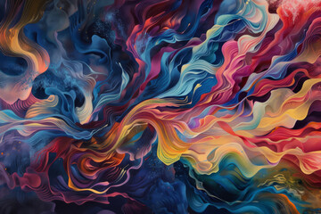 Vibrant Abstract Fluid Art Pattern - A colorful and dynamic abstract image with flowing patterns and a blend of various hues