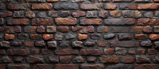 Obraz premium A sturdy brick wall constructed using small rocks as building material. The rocks are stacked neatly, forming a solid structure for a background.
