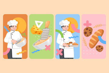 Bakery cards in flat design