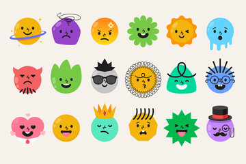 Cartoon character expressions in hand drawn design