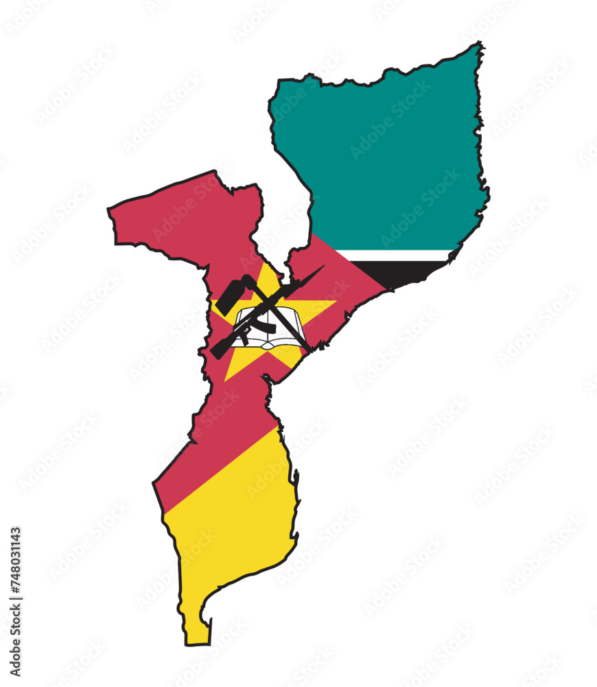 Canvas Prints mozambique outline silhouette map with flag icons