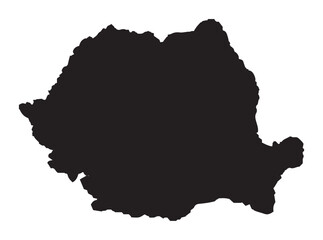 Romania Black Silhouette Map - 748031164