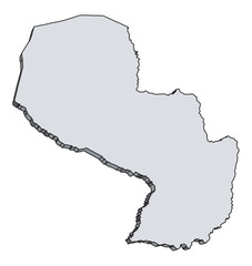 Paraguay Silhouette 3D Map - 748031168