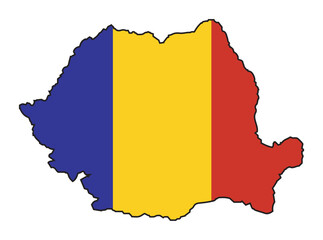 Romania Silhouette Map With Flag Inset - 748031180