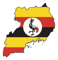 Uganda Outline Silhouette Map With The National Flag - 748031318