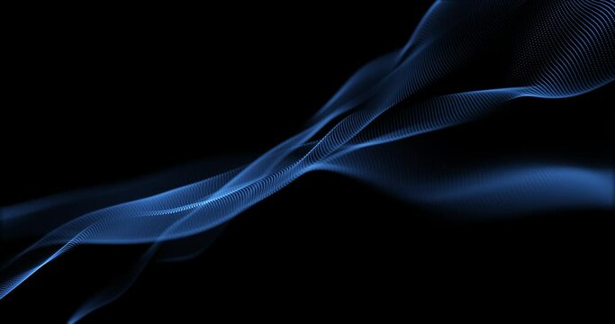 Digital wave with many dots and particles. Abstract dynamic wave background.
