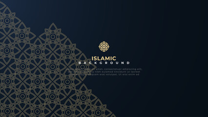 Simple dark blue islamic background with mosaic