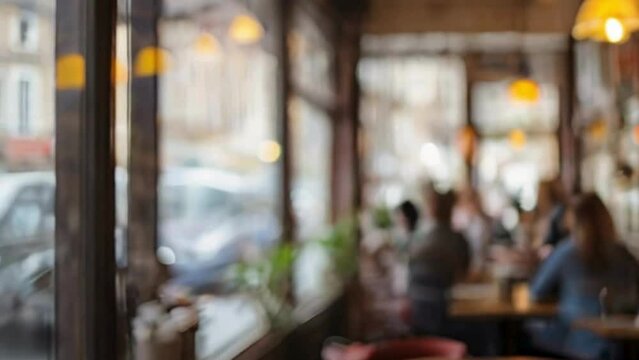 a blurry vision of a busy cafe interior